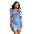 thumbnail image 1 of SUNSIOM Halloween Effrayant Killer Doll Costume pour Femmes Rayé Manches Longues Col Ras du Cou Hauts avec Robe à Bretelles Ensemble, 1 of 6