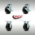 thumbnail image 2 of 5 Inch SS Polyolefin Caster Set with Roller Bearings 2 Brakes 2 Rigid SCC, 2 of 2