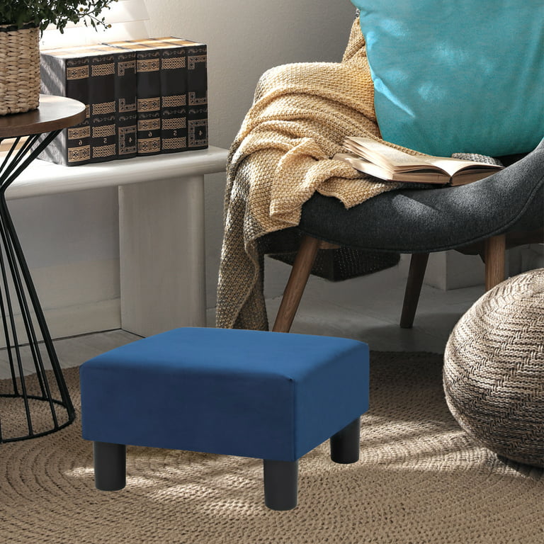 Homebeez Small Footstool Ottoman,Modern Rectangle Chair Foot Rest Foot Step  Stool,Blue 