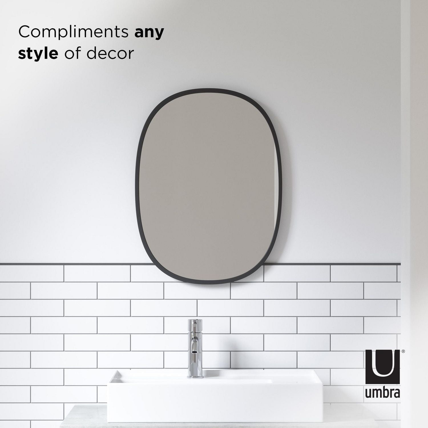 Umbra Hub Oval Wall Mirror,Black
