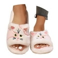 thumbnail image 3 of Fuzzy Slippers For Women Slippers Fuzzy Comfortable Shoes Cute Cat Print Open Toe Flat Slides Cozy Fall Winter Home Footwear Warm Cozy Winter House Slippers Bedroom Indoor House Shoes, 3 of 7