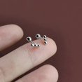 thumbnail image 2 of Silver Beaded Bar Stud Earrings, Women Three Ball Stud Earrings, Minimalist Everyday Jewelry, 2 of 4