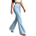 thumbnail image 4 of HomeDM Women's Sweat Pants Flare Leg Sweatpants for Lounge Yoga Light Blue Drawstring Elastic Workout Active Wear Bootcut Size L, 4 of 7