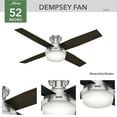thumbnail image 6 of Hunter 52 inch Indoor Ceiling Fan with LED Light and Remote Control - Modern Ceiling Fan, Low Profile Mount, 4 Black Oak Blades, For Bedroom, Living Room, or Kitchen - Dempsey 59241, Brushed Nickel, 6 of 16