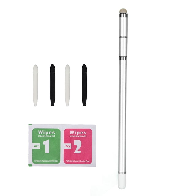 Lápiz óptico 4 en 1 Punta de fibra resistente al desgaste Teléfono móvil Tableta Pintura Escritura a mano Lápiz capacitivo Plata