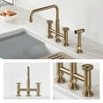 thumbnail image 4 of Kraus Urbix™ Industrial Bridge Kitchen Faucet with Side Sprayer in Brushed Gold, 4 of 13