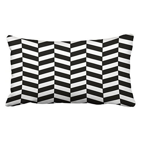 Winhome Retro Black And White Herringbone Polyester 20 X 30 Inch