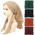 thumbnail image 2 of HYwys New Fashion Women Solid Color Scarf Headscarf Snood Neckerchief Female Foulard Padded Shawl Scarves Retro Head Neck Silk (Merlot), 2 of 7