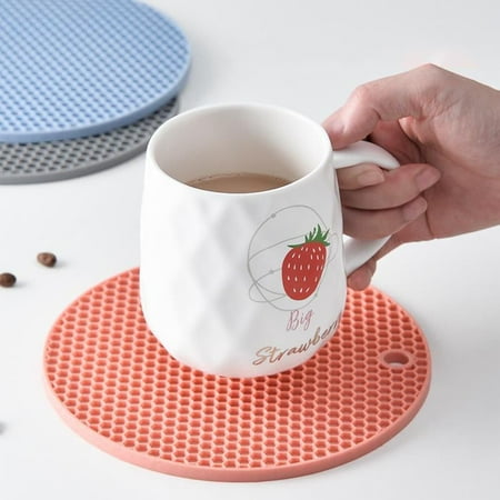 

Hopeup 5Pcs Insulation Pad with Hanging Hole Honeycomb Design Anti-scalding TPR Dining Room Kitchen Table Tableware Placemat for Gifts