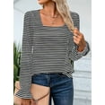 thumbnail image 2 of Women'S Puff Long Sleeve Square Neck Shirts Fall Causal Trendy Tunic Tops Black L, 2 of 6