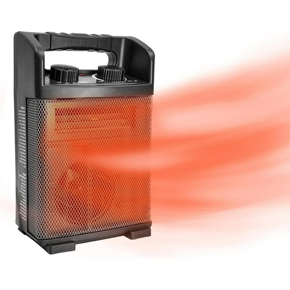 HICFM 1500W Electric Utility Space Heater BTU 5120 with Thermostat Control, 2 Power Setting, Fan Only Option, Built-in Carrying Handle, Tip-Over Switch, Cool Touch, UL Safety