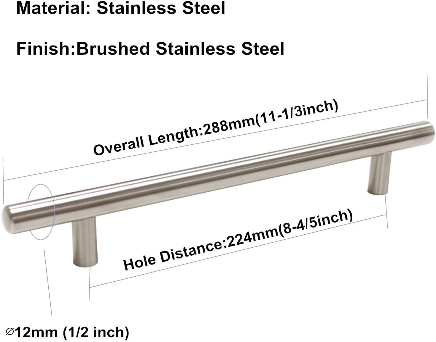 Goldenwarm 10 Pack Cabinet Handles Brushed Nickel Cabinet Pulls Drawer Handles for Kitchen Door Bedroom Dresser Bathroom Wardrobe Hardware,8-4/5 inch Hole Centers