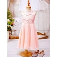 thumbnail image 5 of Aislor Kids Sleeveless Princess Lace Wedding Bridesmaid Rhinestone Chiffon Flower Girls Dress Elegant Gown Pearl Pink 8, 5 of 7