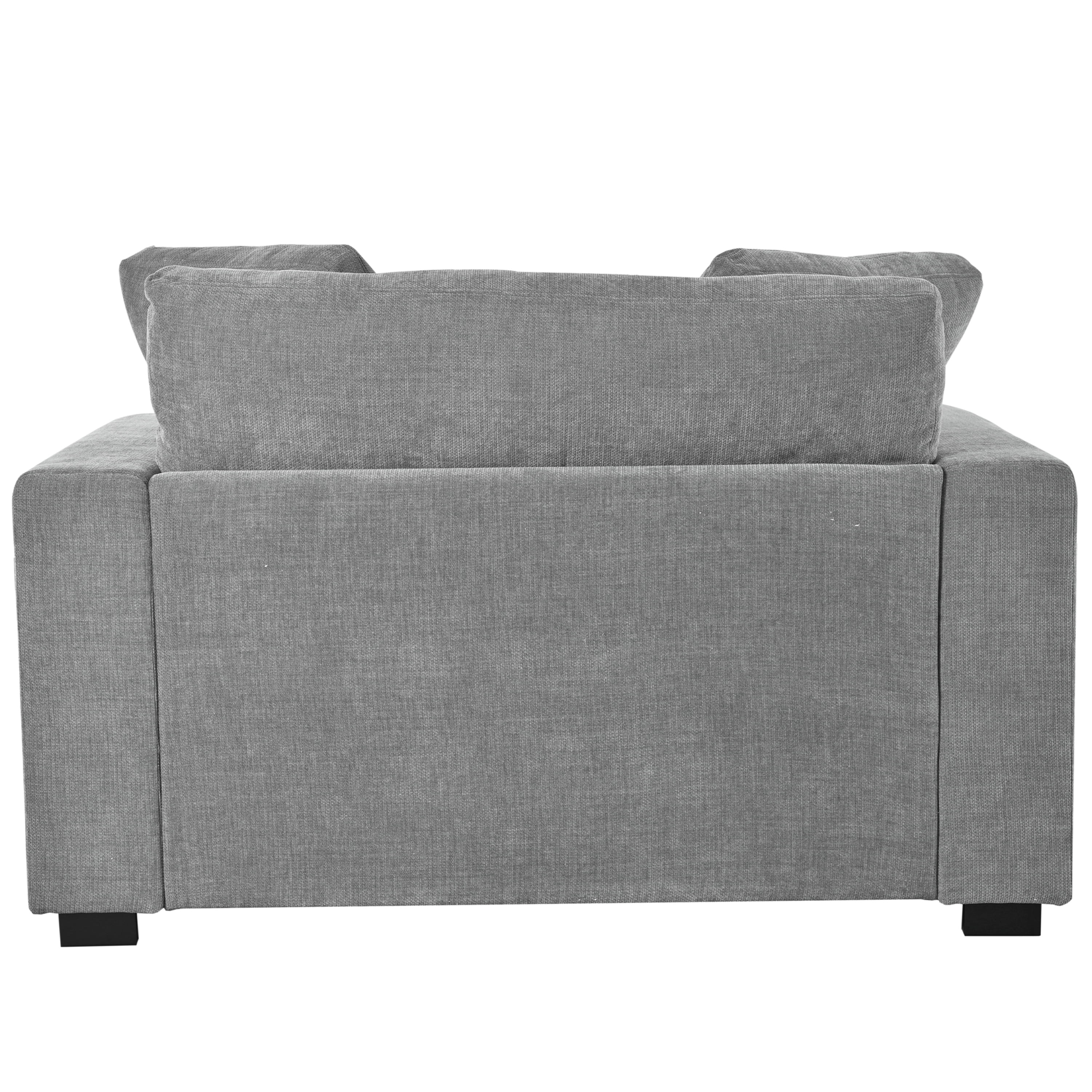 EUROCO 53.5"W Oversized Chaise Lounge Indoor,Corduroy Upholstered Sofa Bed with Throw Pillows , Armrests and Solid Wood Legs, Sleeper Chair- Plush Chair Bed for Living Room,Gray