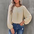 thumbnail image 3 of Camisas Para Mujer Camisetas de Gran Tamaño Manga Larga Otoño Invierno Temperamento Color Sólido Cuello Redondo Jersey Camisa Manga Linterna Camisa Suelta Odeerbi ODB136451, 3 of 8
