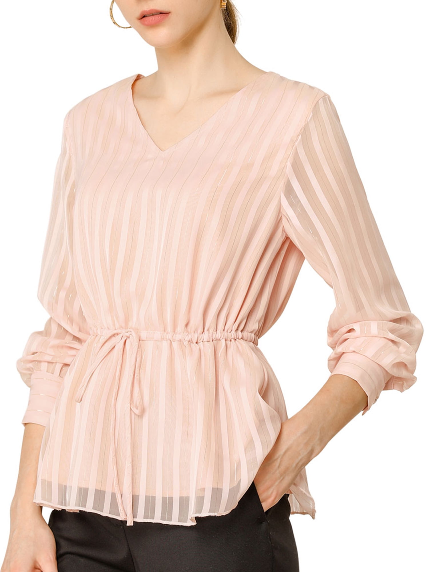 long sleeve striped peplum top