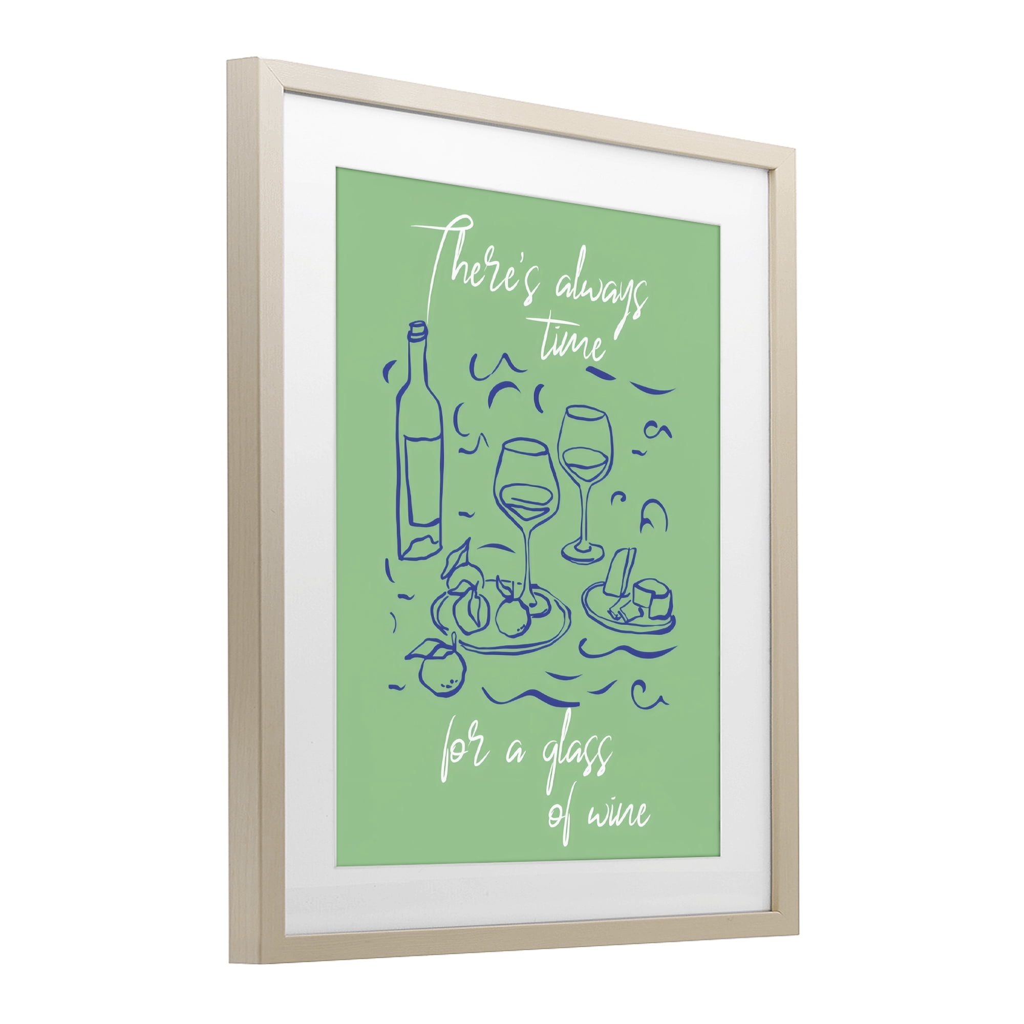 Stupell Industries Always Time For Glass Of Wine Birch Framed Print Under Glass, design by The Prints Vibe