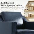 thumbnail image 3 of Swivel Accent Chair with Plump Back Pillow, PU Leather Swivel Armchair for Living Room, Comfy Vintage Barrel Chair for Adults(Leather Navy, Set of 1), 3 of 6