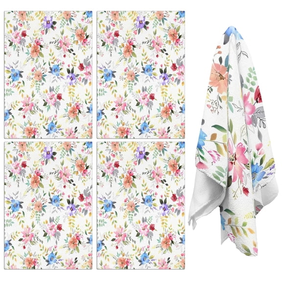 4 Pcs Funny Kitchen Towels,Pioneer Flower Floral Print Pattern Microfiber Dish Towels,Kitchen Tea Towels,Kitchen Towel Set (18" X 26")