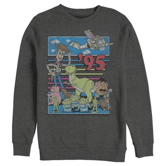 Men's Toy Story Retro Best Friend Toys Sweatshirt Charcoal Heather 2X Large