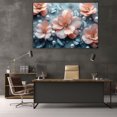 thumbnail image 5 of Mudket Peach Flower with Silver Leaves & Pearl Canvas Wall Art, Floral Wall Decor, Framed Ready to Hang Botanical Artwork for Bedroom Living Room Office - 12"L x 8"W, 5 of 10