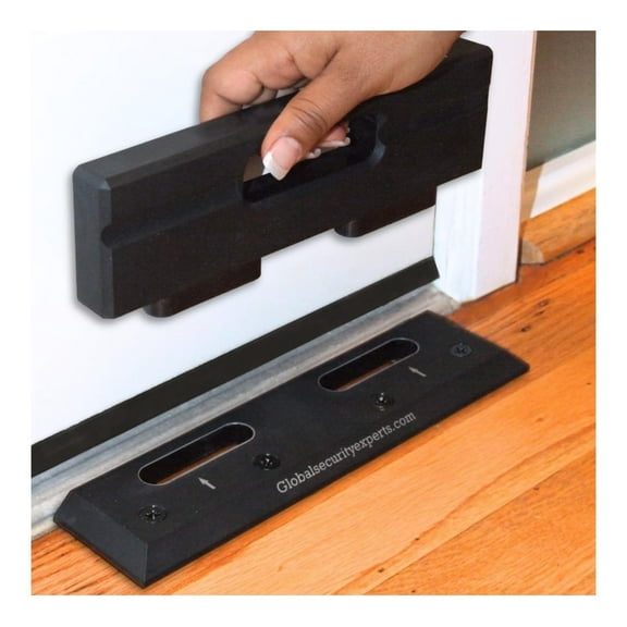 Security Door Brace - Home Invasion Prevention, Anti-Kick-in Door Reinforcement Lock, Burglar Barricade for Home Security - Withstands 3100lbs Force Black