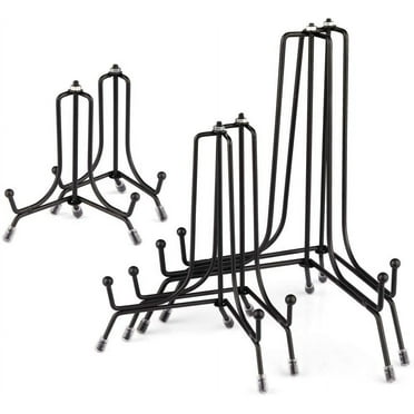 Mocoosy 6 Pack 3 Size Improved Anti-Slip Plate Stands for Display, 4 6 8 Inch Plate Holder Display Stands, Black Iron Wire Easel Frame Stand for Pictures, Photos, Decorative Platter, and Table Art