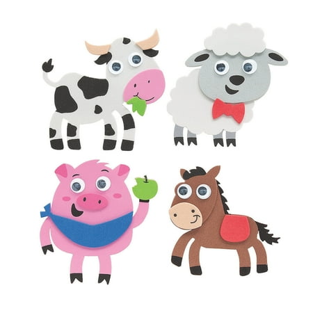 Fun Express Farm Animal Magnet Craft Kit - Fun DIY Craft Kits for Kids Ideal for Birthday Parties Party Favors and Special Occasions - Includes Colorful Farm Animal Designs - 12 Pieces