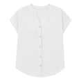 thumbnail image 5 of Women Toos Ndbuld Women's Fashionable V-neck Button-down Short-sleeved Shirt Top White XXL, 5 of 6