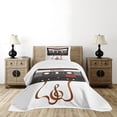 thumbnail image 4 of Ambesonne Music Quilted Bedspread Set 2 Pcs, Broken Cassette, Twin Size, Orange Caramel White, 4 of 5