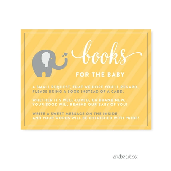 Books For Baby Yellow Gender Neutral Elephant Baby Shower Games, 20-Pack