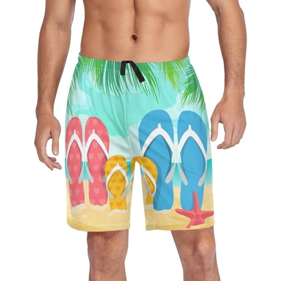 GZHJMY Beach Slippers Pajama Pants Short for Men, Lounge Pants Lightweight Men Pajama Bottoms with Drawstring Pockets, Christmas New Year Birthday Gifts, Small