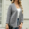 thumbnail image 6 of UYISJ Women's Fall Open Front Sweaters Waffle Knit Cardigan Long Sleeve Cozy Knit Sweaters Casual Solid Color Knitwear with Pockets Gray S, 6 of 6