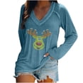 thumbnail image 2 of Pntutb Moda Mujer Causal Con Cuello En V Blusa Estampada Camiseta De Manga Larga Tops De Otoño Pntutb Pntutb-5167, 2 of 5