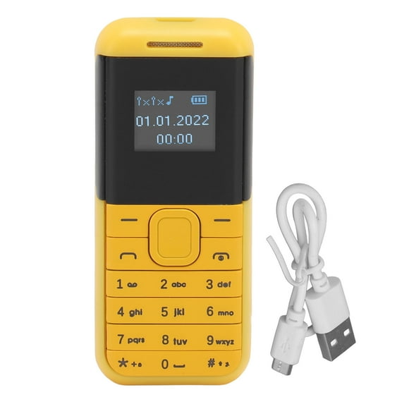 ZOUSSIQI Tiny Mobile Phone Mini 2G Phone 0.66in Screen 2 in 1 Bluetooth Sound Player Dual Card Standby GSM Small Basic Phone for Elderly Kids Yellow EL225#64861