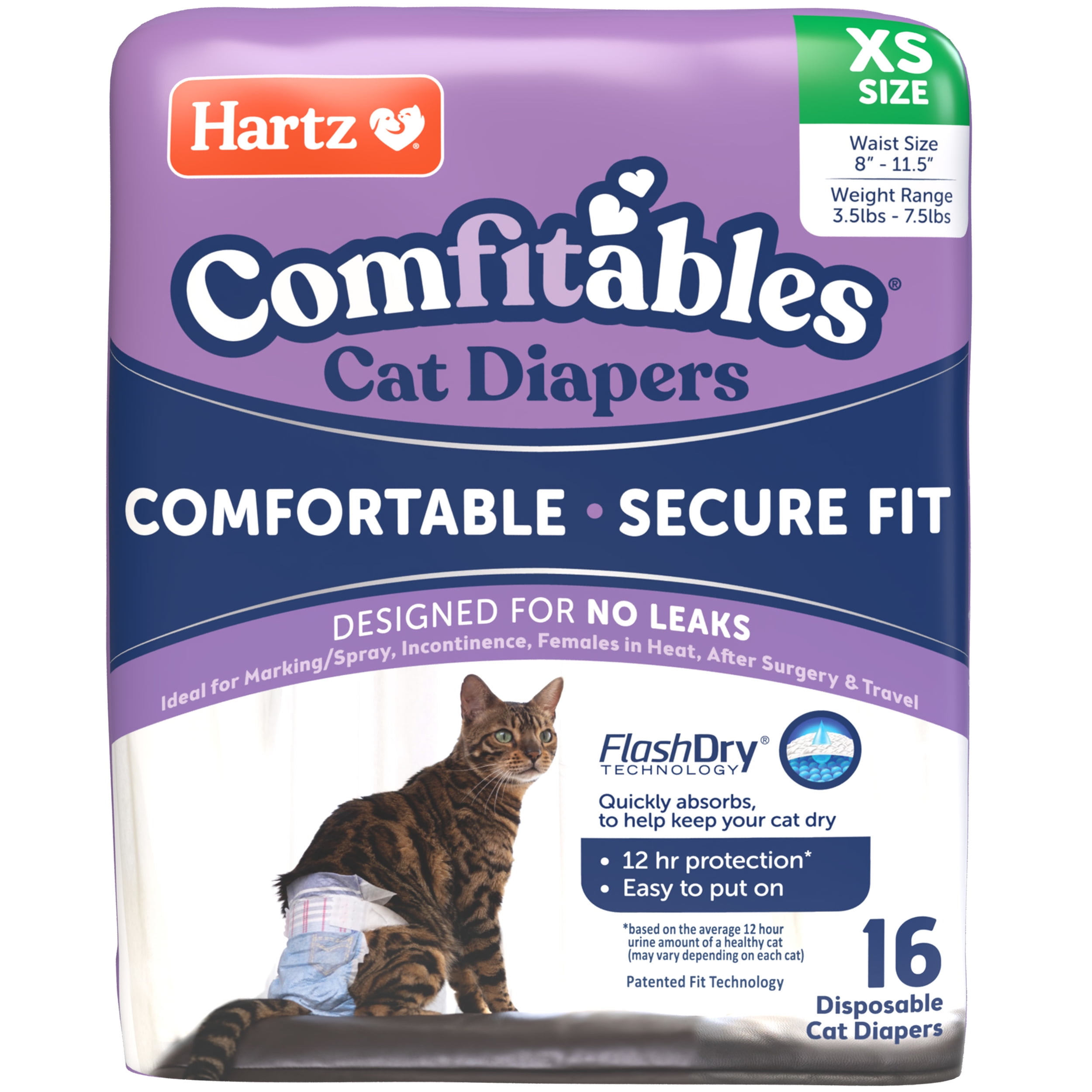 Hartz Comfitables Cat Diaper Medium 16 Count, Adjustable