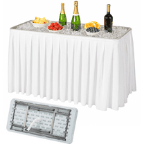 Modern Home 4' Portable Folding Party Ice Bin Table with Skirt (White)