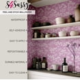 thumbnail image 4 of S4sassy Self-Stick Decorative Wallpaper, White Blossom Vine Print Wall Paper, Vinyl Waterproof Contact Paper, Pink, 25"x120" inch Removable Renter Friendly Wall Covering For Bedroom, Dining room, 4 of 7