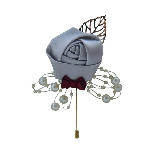 Transemion Cloth Beautiful Vintage Corsage Weddings And Romantic Events Wedding Brooch For Men And Woman light grey 1Set