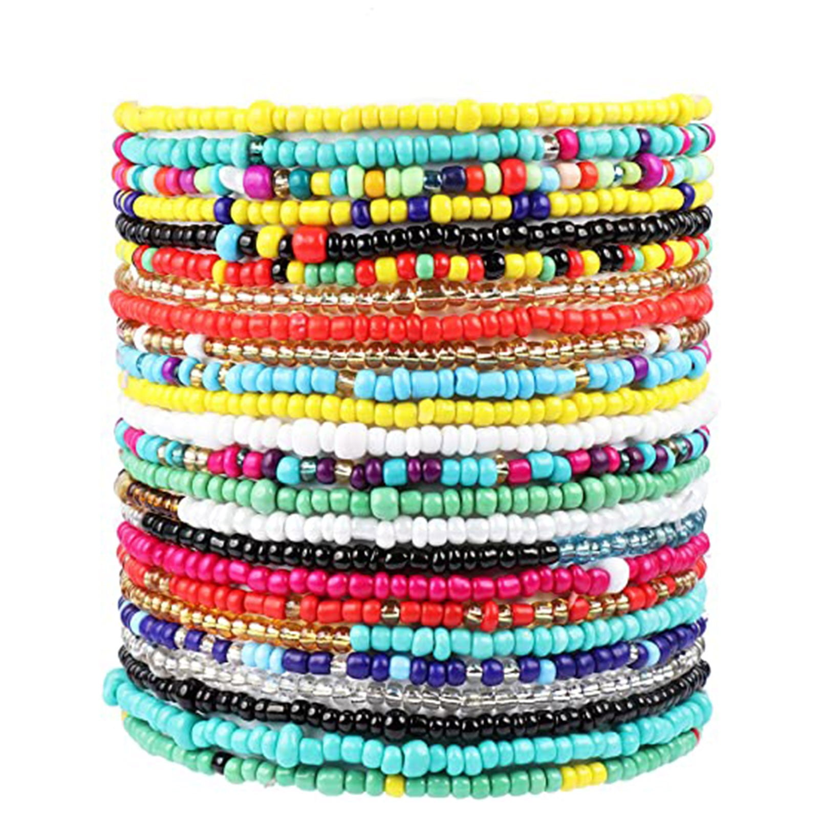 Garden Charms 3 Colors Stainless Steel Bangle Jewelry Seed Beads Handmade Cuff Bangles Woven Boho Bangles