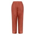 thumbnail image 4 of Timegard Capri Pants for Women Elastic Waist Straight Leg Split Button Casual Lightweight Crop Pants, 4 of 5