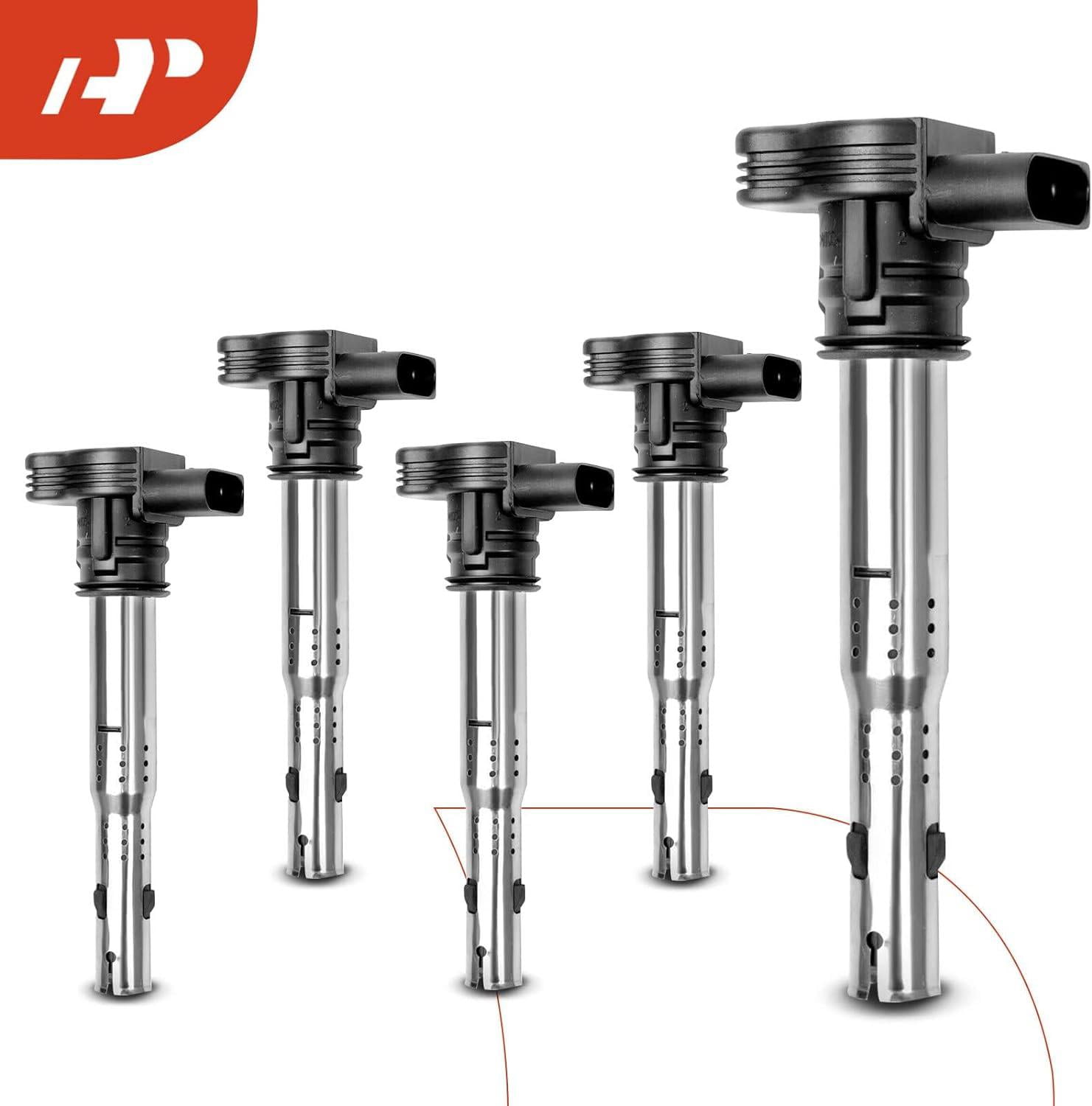 A-Premium Ignition Coil Pack Compatible with Volkswagen Jetta Beetle Golf Passat Rabbit L5 2.5L