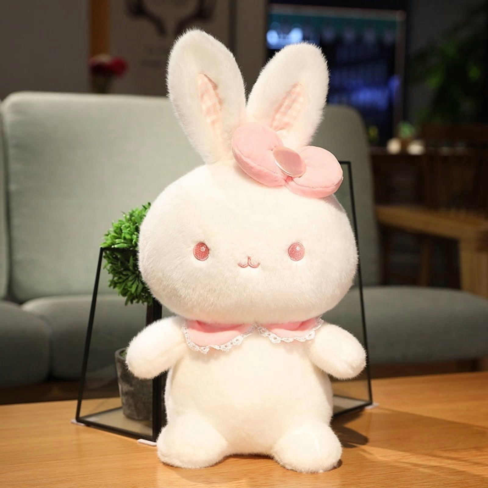 Easter Bunny Plush Toy, Realistic Bunny,Decorations Cute Animal Large Rabbit Stuffed Doll Easter Basket Stuffers Gift for Kids (15.7 in),Pink