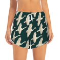 thumbnail image 2 of Fuzoiu Flying Swans Print Women's Athletic Shorts, Double-Layer Running Shorts with Pocket,Women's Workout Shorts for Yoga, Gym, and Workouts-X-Large, 2 of 7
