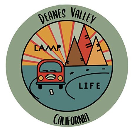 Deanes Valley California Souvenir 4 Inch Vinyl Decal Sticker Camping Design