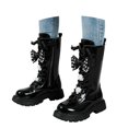 thumbnail image 4 of lnmuld Boots for Girls Stylish Autumn Girls Casual Boots Flat Thick Sole Non Durable PU Leather Comfortable Walking Footwear for Kids Size:7-8 Years, 4 of 9