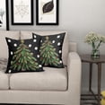 thumbnail image 6 of Christmas Pillow Covers 18X18 Inch Xmas Tree Polka Dot Snowflake Decorative Pillow Cases Black Winter Holiday Cotton Linen Throw Pillows Set of 2 Farmhouse Home Decor For Sofa Couch Bedroom Outdoor, 6 of 7