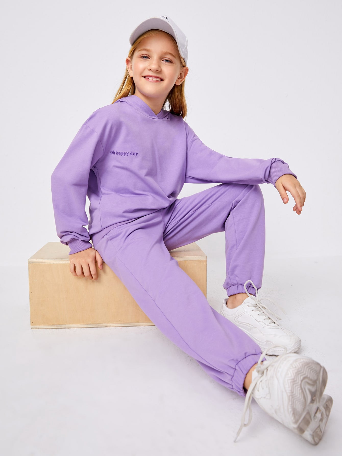 Sporty Girls Slogan Embroidered Hoodie 
