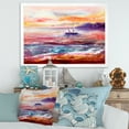 thumbnail image 3 of Boat On The Ocean During Vibrant Sunset Glow 32 in x 24 in Framed Painting Canvas Art Print, by Designart, 3 of 4