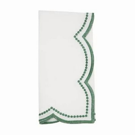 Saro Lifestyle 2857.G20S 20 in. Embroidered Polka Dot Napkin with Scallop Edge, Green - Set of 4